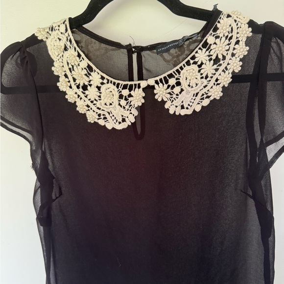 Atmosphere Sheer Lace Collared Blouse - Picture 2 of 8